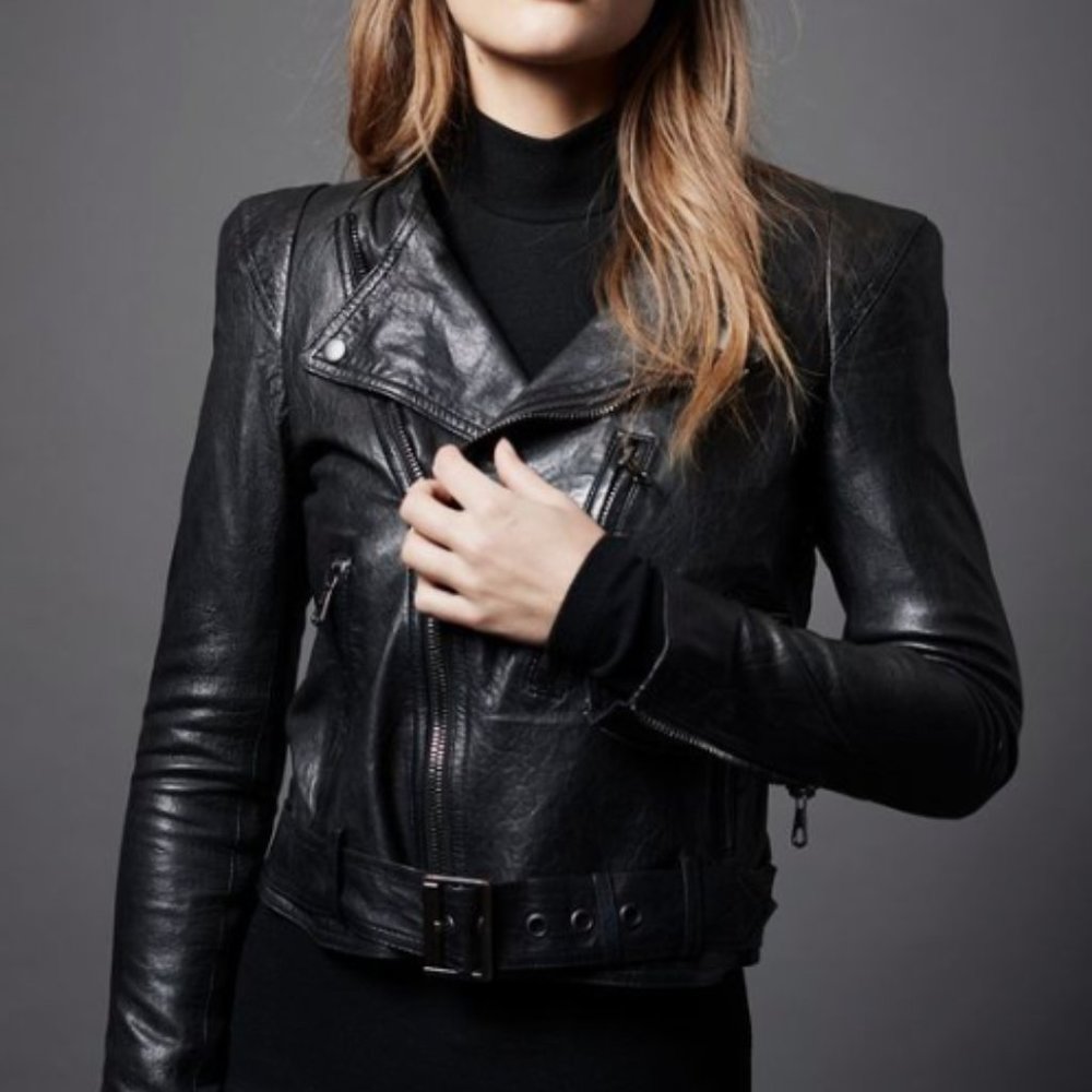 Smythe Pagoda Lambskin Black Leather Jacket Gem